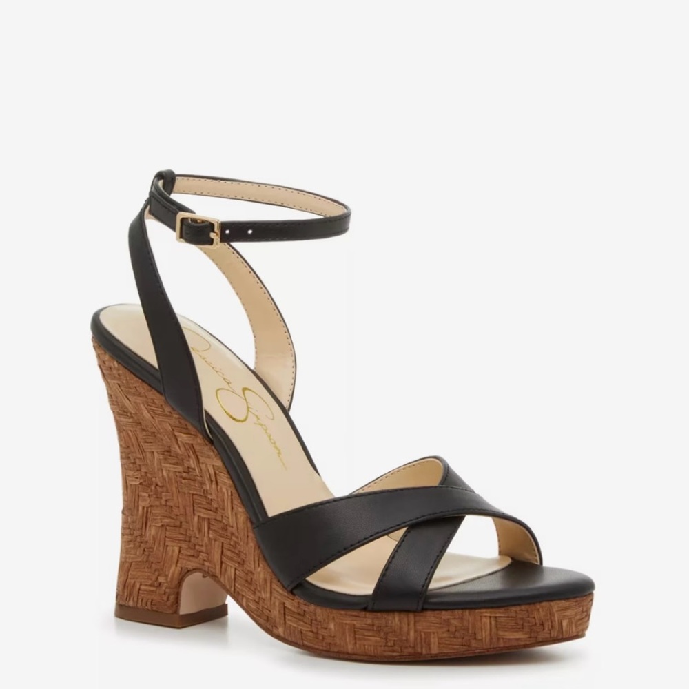 Jessica Simpson Black Wedge Onawa Sandals
